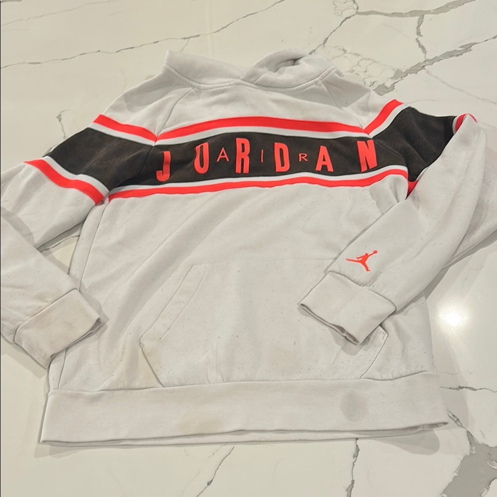 Jordan White and Black Sweatshirt with Red Accents